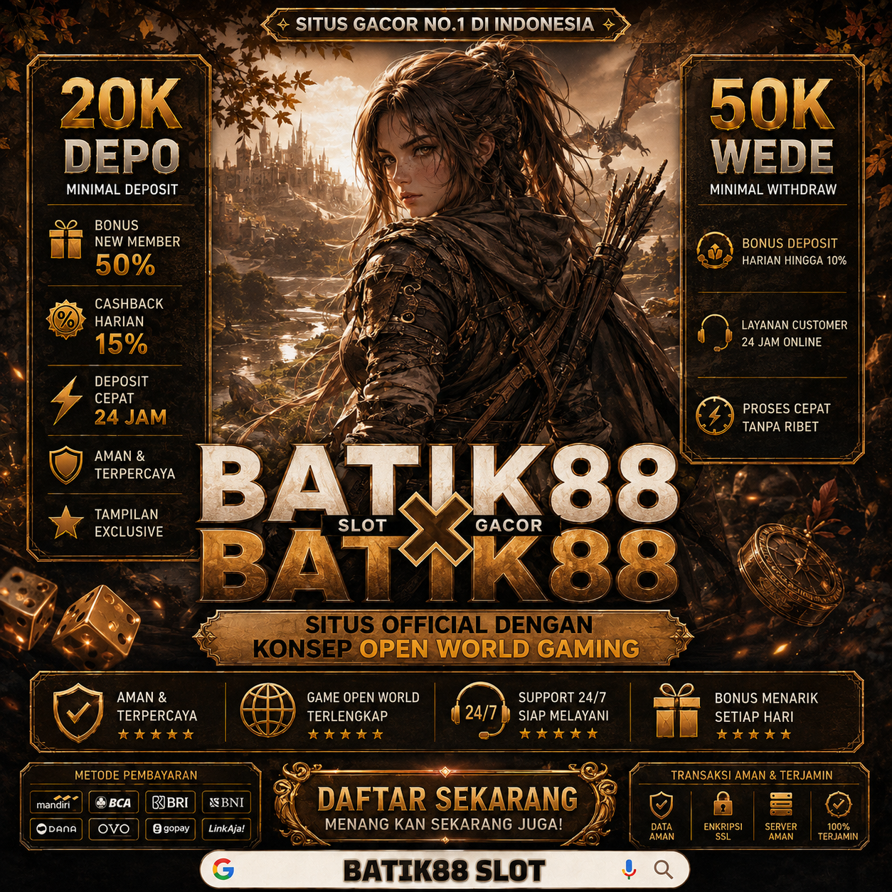 Thumbnail 1 of 3, Poster, BATIK88™ SITUS OFFICIAL DENGAN KONSEP OPEN WORLD GAMING designed and sold by BATIK88.